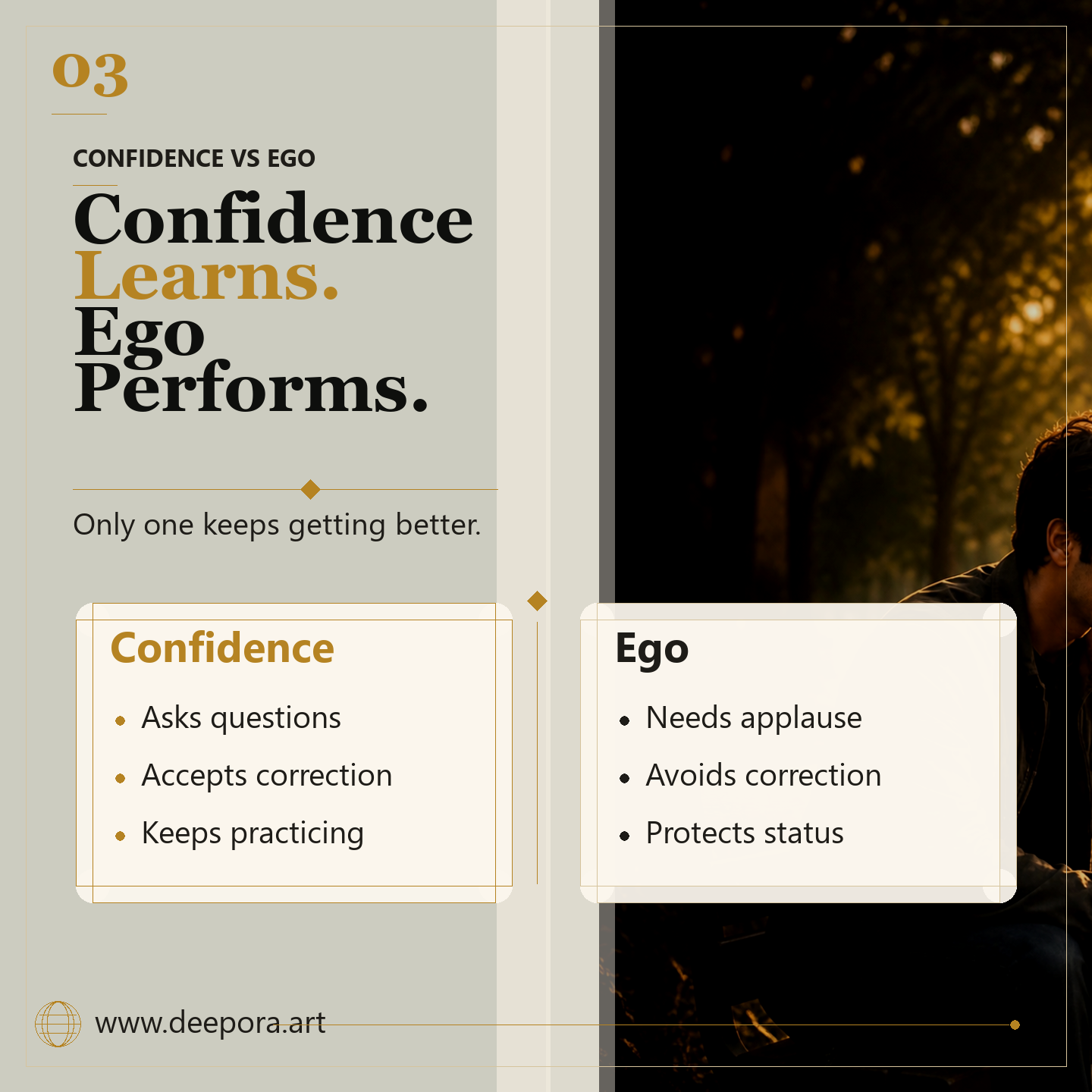 Confidence learns while ego performs comparison