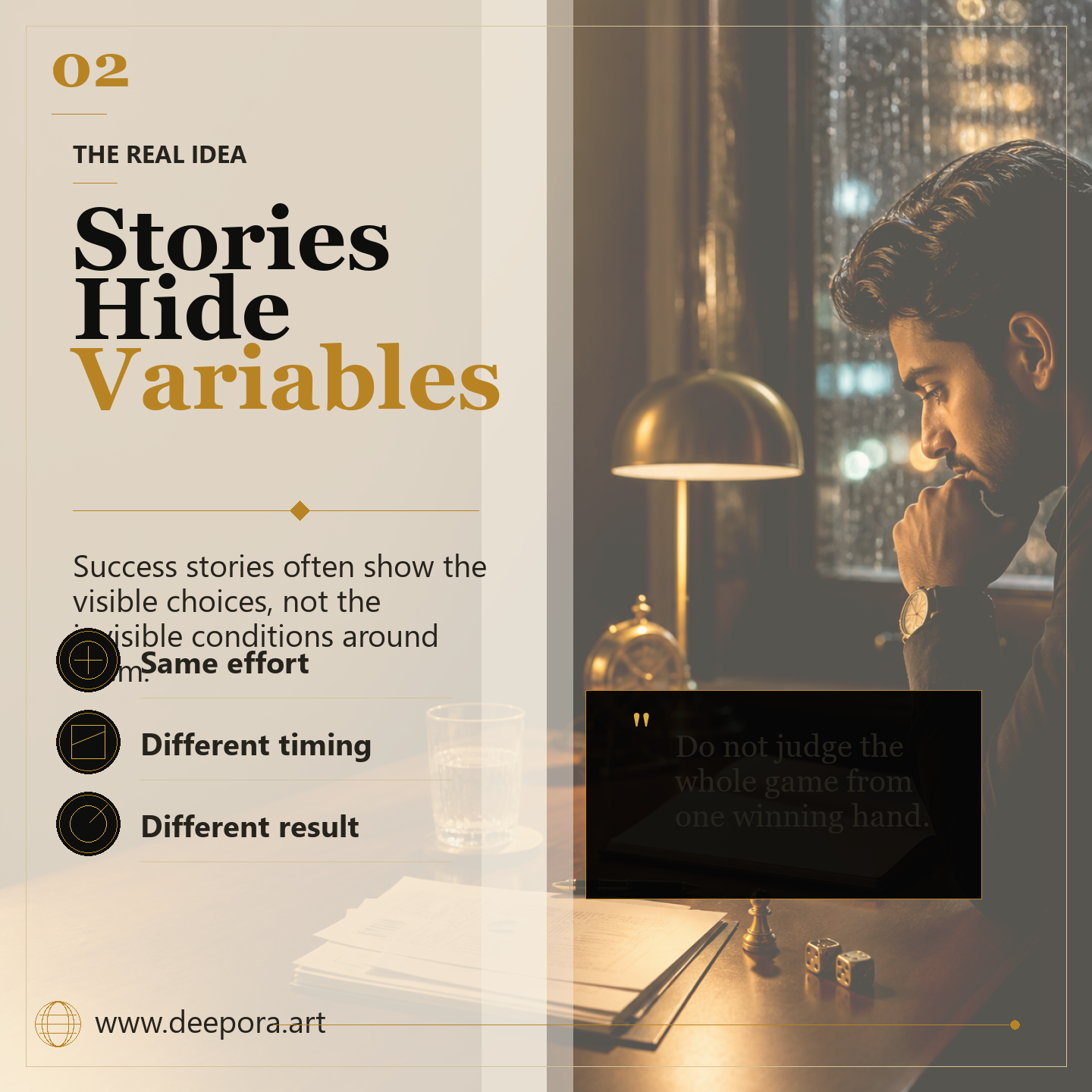Success stories hide variables like timing support and unseen risk