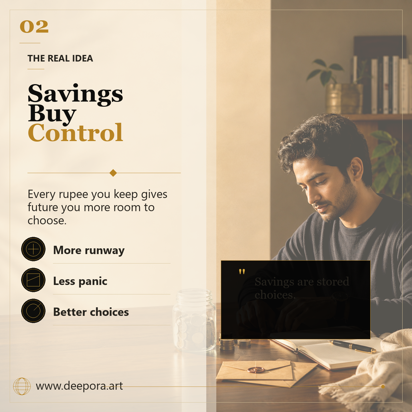 Savings buy control and future options educational Deepora carousel slide
